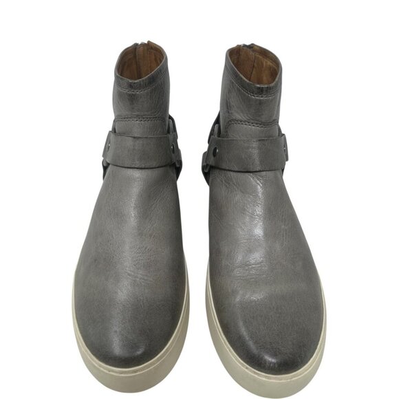 Frye Lena Harness Grey Distressed Leather Platform Bootie 8.5 Equestrian Comfort - Picture 4 of 13